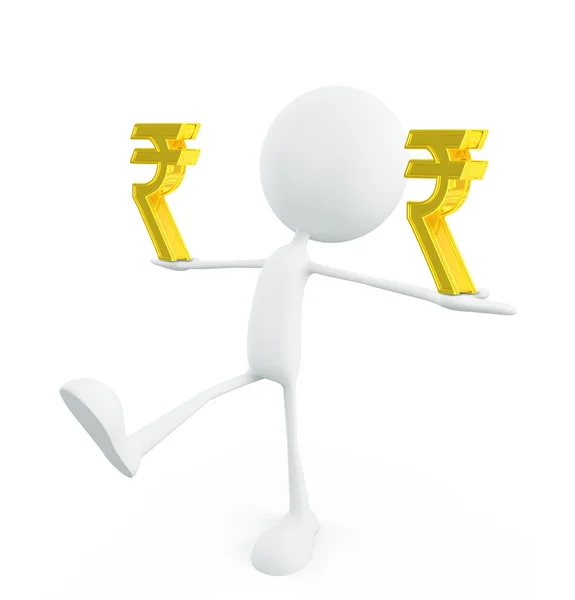 White character with rupee sign — Stock Photo, Image