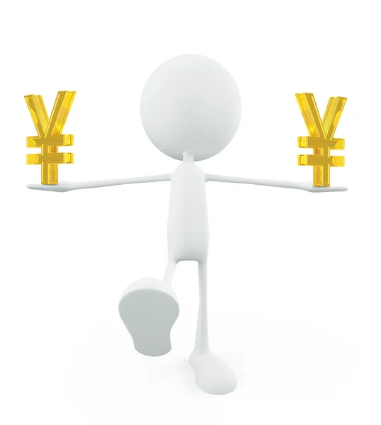 White character with yen sign — Stock Photo, Image