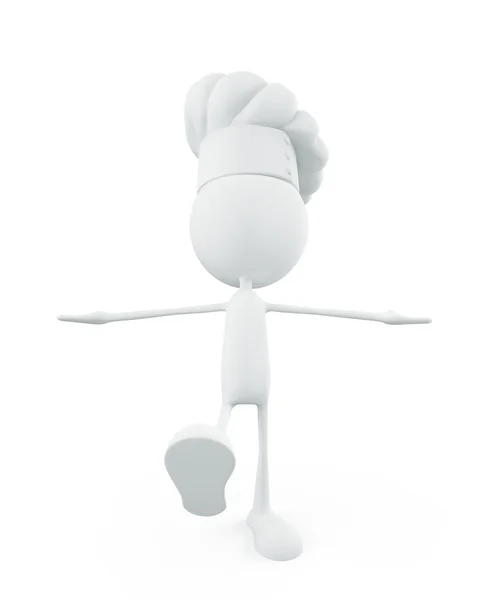 Personagem de chef branco com postura de equilíbrio — Fotografia de Stock