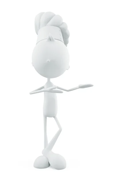 White chef character with presentation pose — Stock Photo, Image