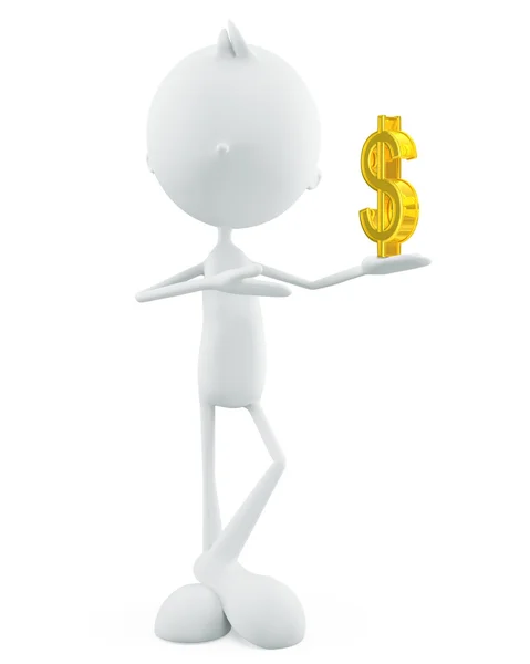 White character with dollar sign — Stock Photo, Image