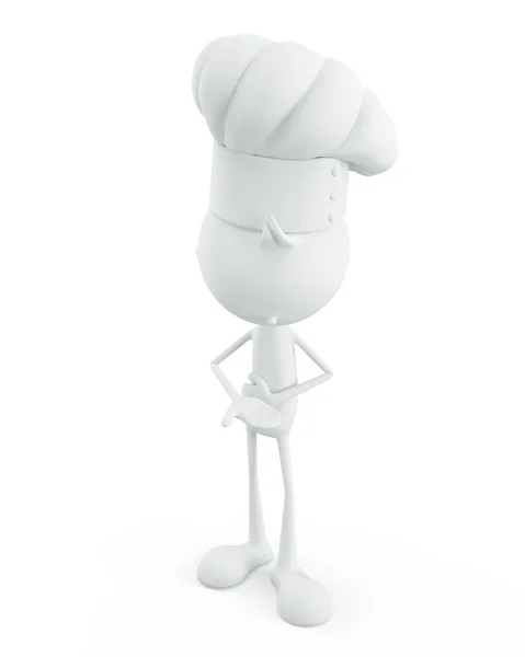 White chef character with welcome pose — Stock Photo, Image