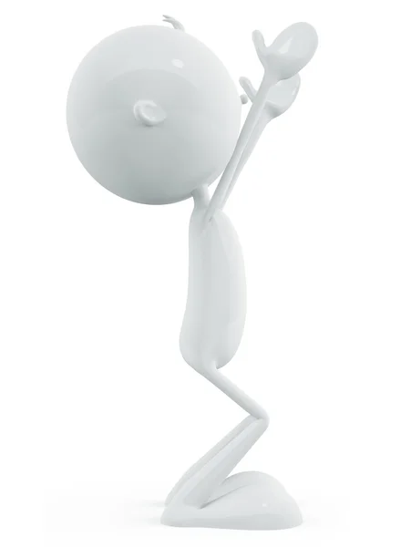 White character with exercise pose — Stock Photo, Image