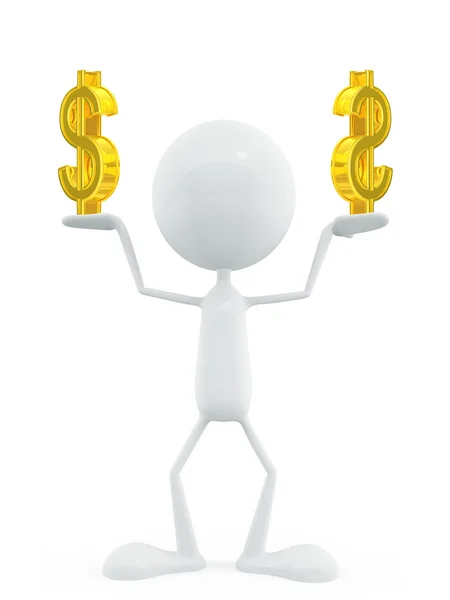 White character with dollar sign — Stock Photo, Image
