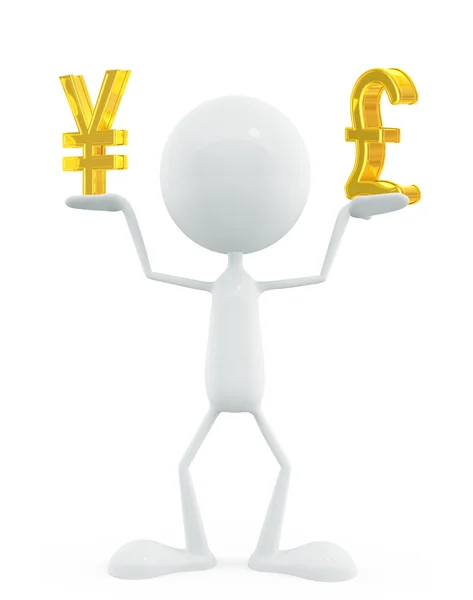 White character with yen and pound sign — Stock Photo, Image