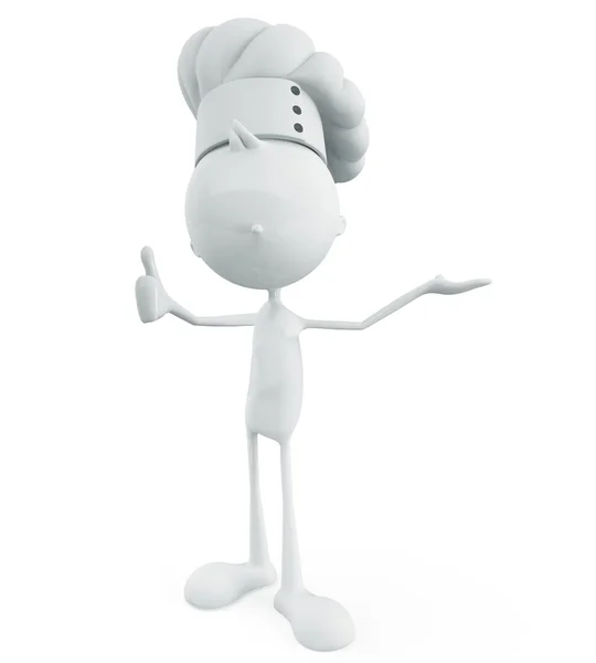 Weiße Kochfigur mit Präsentationspose — Stockfoto