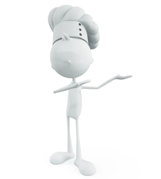 Personaje chef blanco con pose de presentación — Foto de Stock