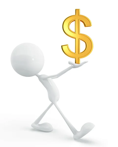 White character with dollar — Stock Photo, Image