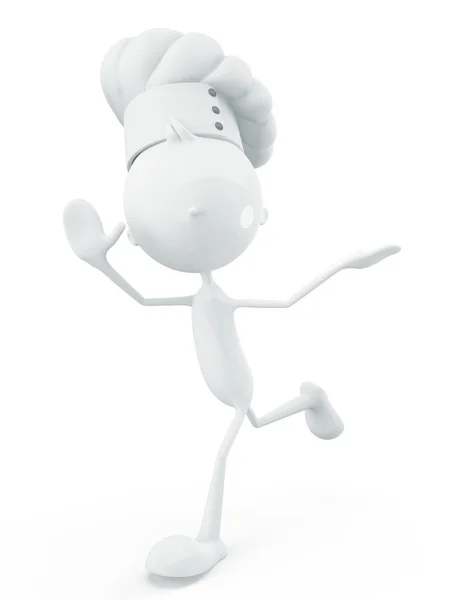 White chef character with running pose — Stock Photo, Image