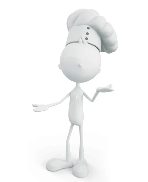 White chef character with presentation pose — Stock Photo, Image