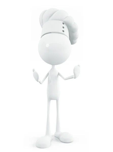 White chef character with presenting pose — Stock Photo, Image