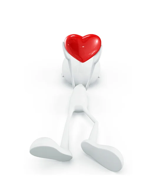 White character with heart — Stock Photo, Image