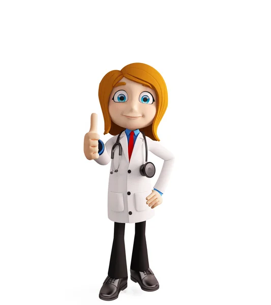 Female doctor with thumbs up pose — Stock Photo, Image