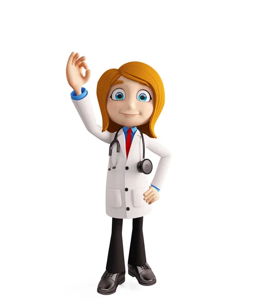 Female doctor with with best sign — Stock Photo, Image