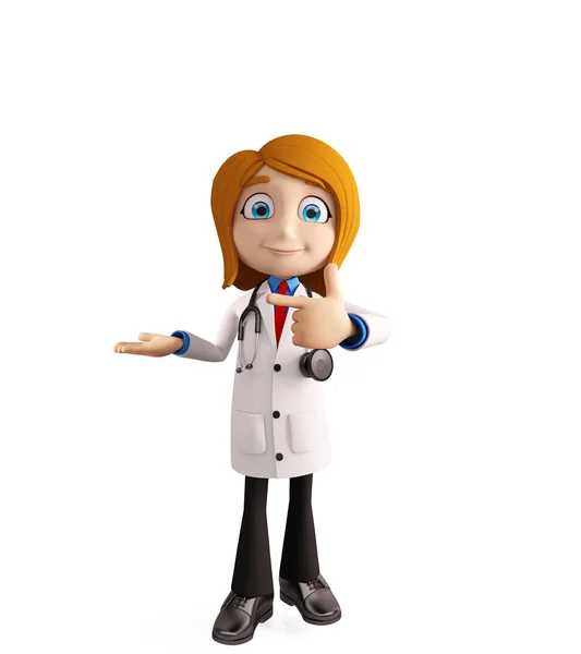 Female doctor with presentation pose — Stock Photo, Image
