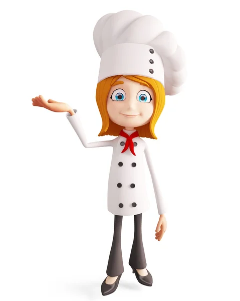 Chef character with  presentation sign — Stock Photo, Image