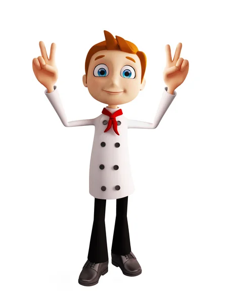 Chef character with win pose — Stock Photo, Image