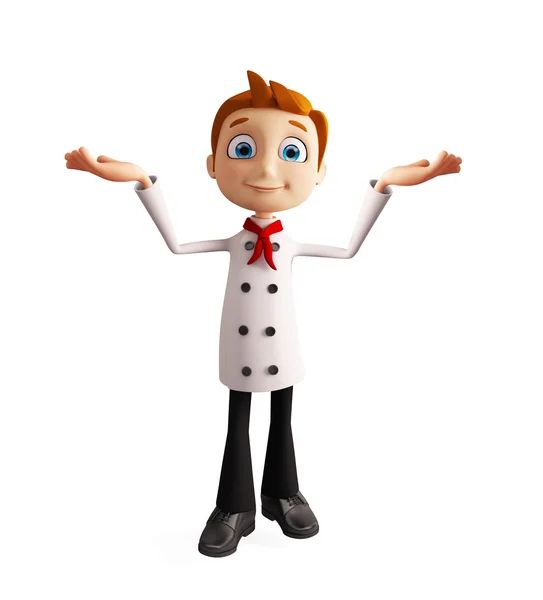 Chef character with presentation pose — Stock Photo, Image