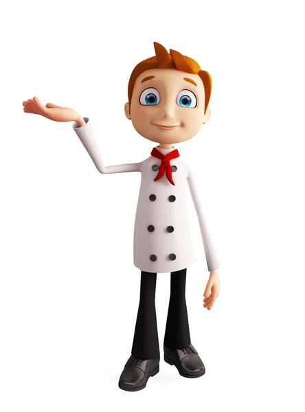 Chef character with presentation pose — Stock Photo, Image