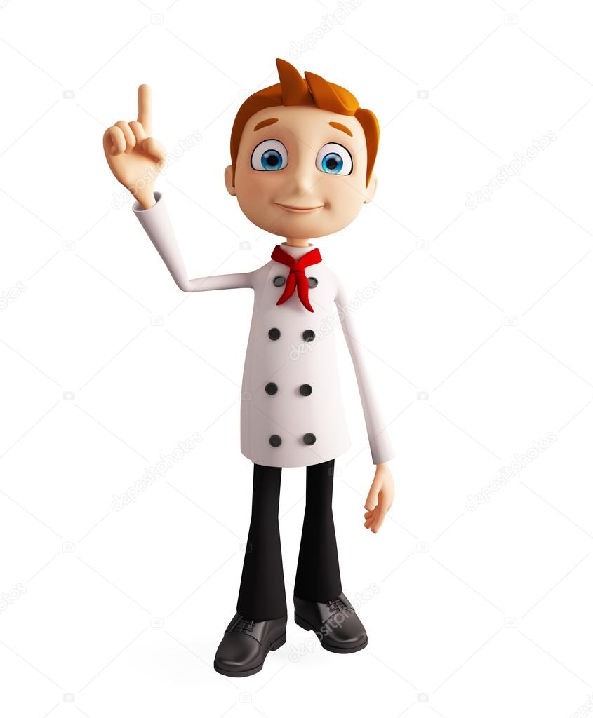 Chef character with pointing pose
