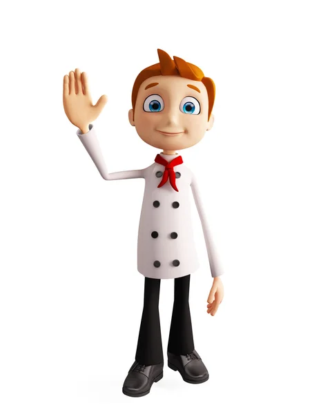 Personagem do chef com dizendo oi pose — Fotografia de Stock