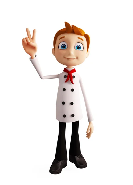 Chef character with win pose — Stock Photo, Image