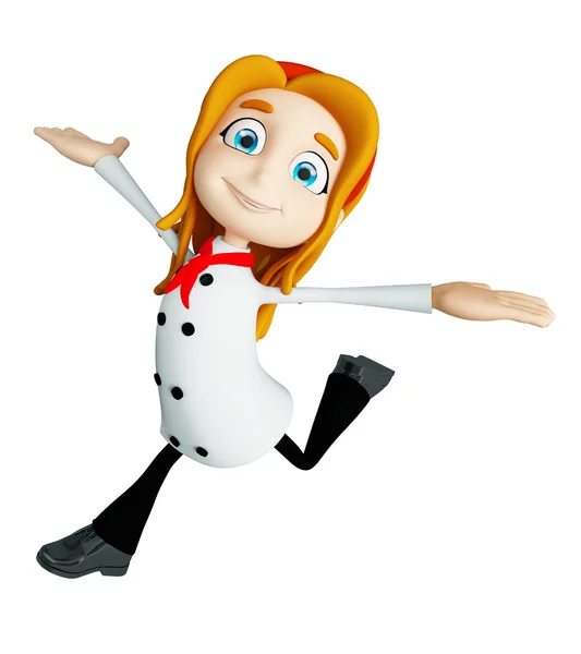 Chef character with running pose — Stock Photo, Image