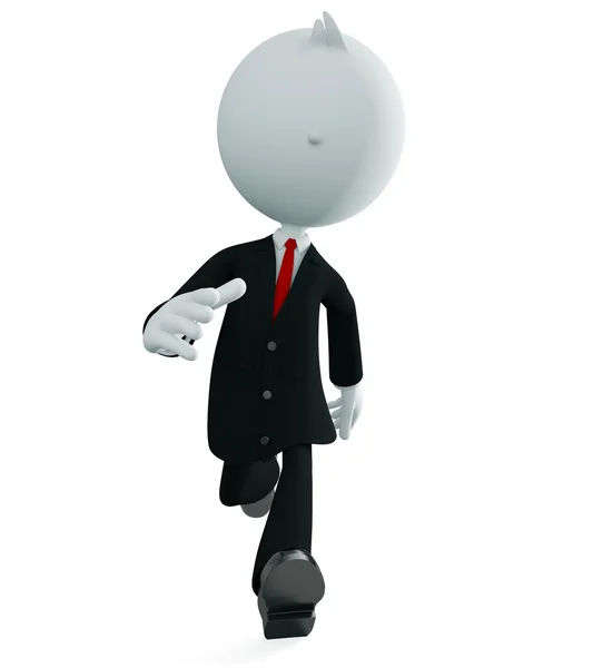 White businessman character with running pose — Stock Photo, Image