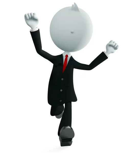 White businessman character with running pose — Stock Photo, Image