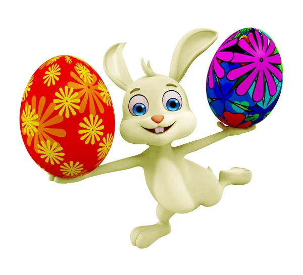 Easter Bunny with colorful eggs — Stock Photo, Image