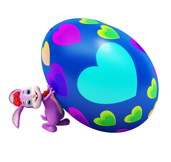 Conejo de Pascua con huevos coloridos — Foto de Stock