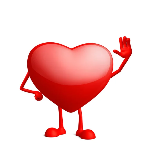 Heart character with saying hi pose — Stock Photo, Image