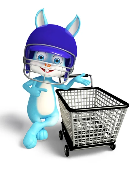 Easter Bunny with helmet and shopping trolley — Stock Photo, Image