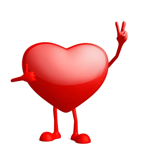 Heart character with win pose — Stock Photo, Image