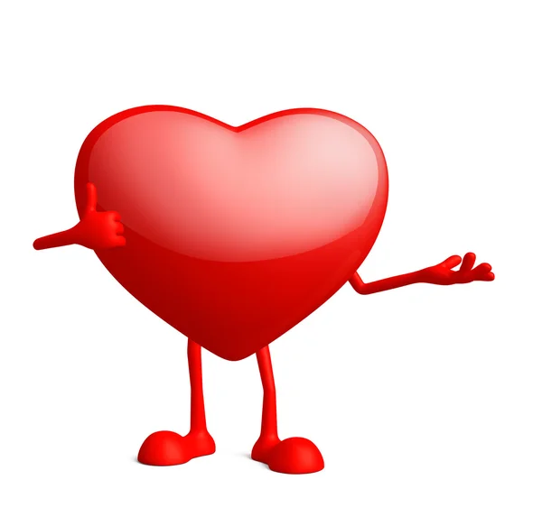 Heart character with thumbs up pose — Stock Photo, Image