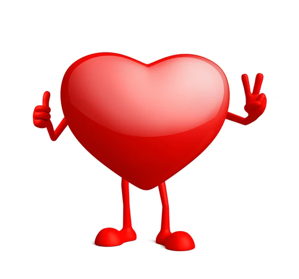 Heart character with win pose — Stock Photo, Image