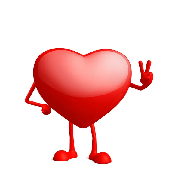 Heart character with win pose — Stock Photo, Image