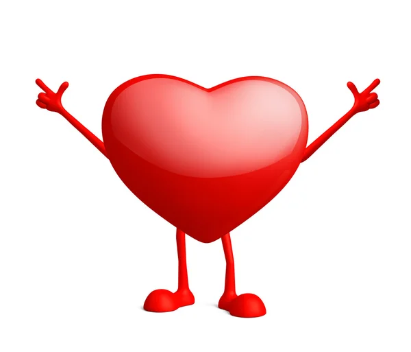 Καρδιά χαρακτήρα με κατάδειξης πόζα — Φωτογραφία Αρχείου