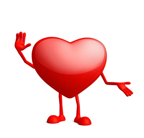 Heart character with saying hi pose — Stock Photo, Image