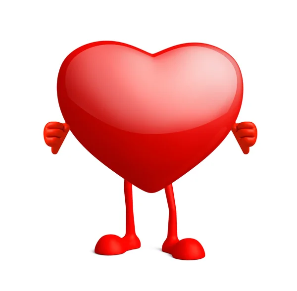 Персонаж сердца с позой стоя — стоковое фото
