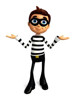 Hırsız karakteri ile sunum poz