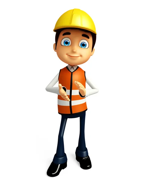 Worker with clapping hand — Stock Photo, Image