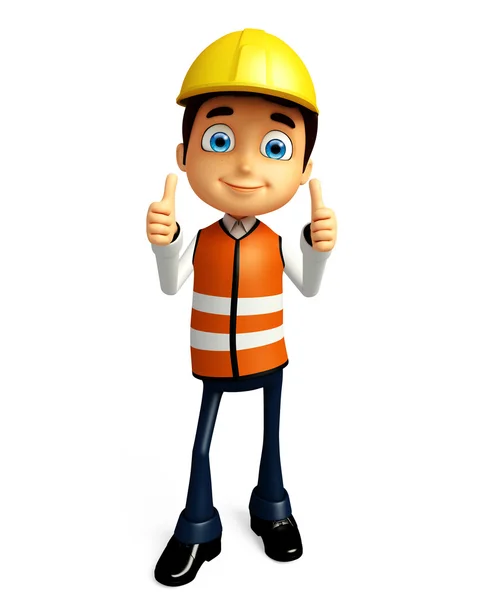 Worker with thumbs up pose — Stock Photo, Image