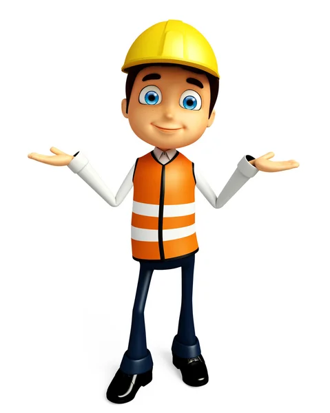 Worker with presentation pose — Stock Photo, Image