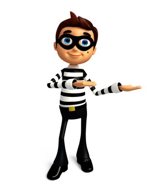 Hırsız karakteri ile sunum poz