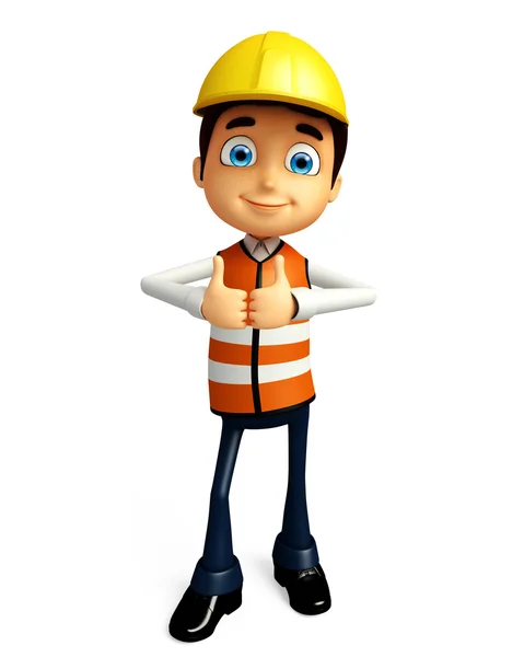 Worker with thumbs up pose — Stock Photo, Image