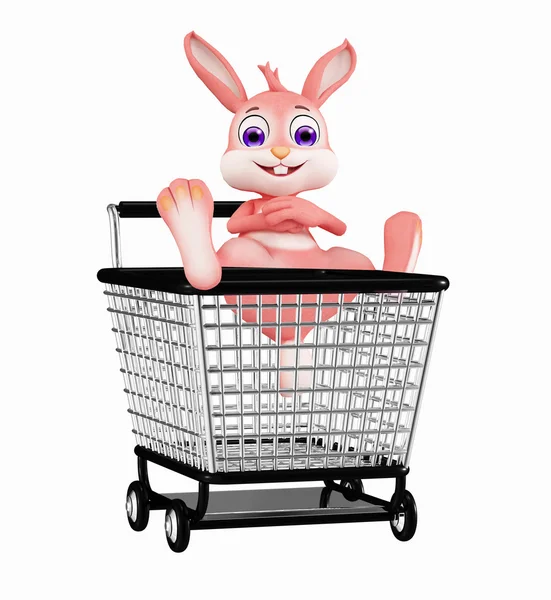 Easter Bunny with shopping trolley — Stock Photo, Image