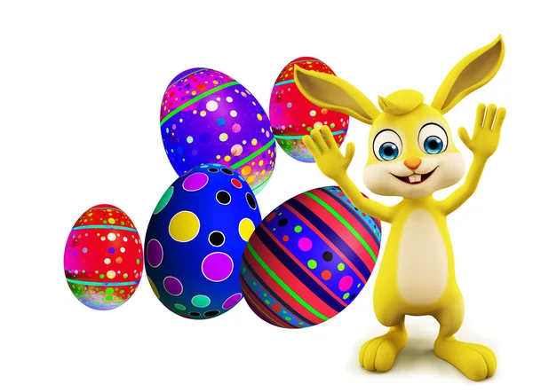 Easter Bunny with colourful eggs — Stock Photo, Image