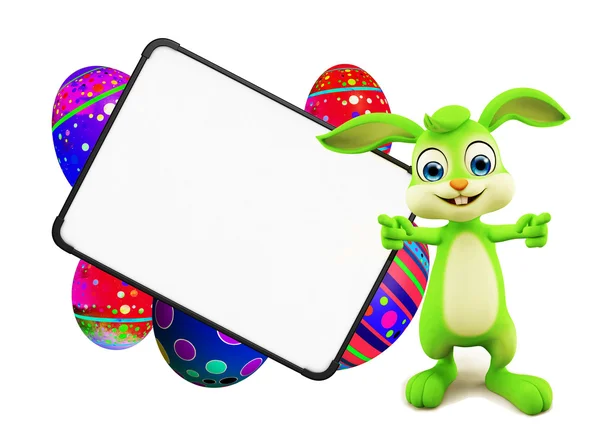 Easter Bunny met eieren met bord — Stockfoto