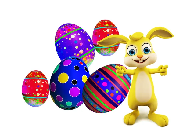 Easter Bunny with colourful eggs — Stock Photo, Image